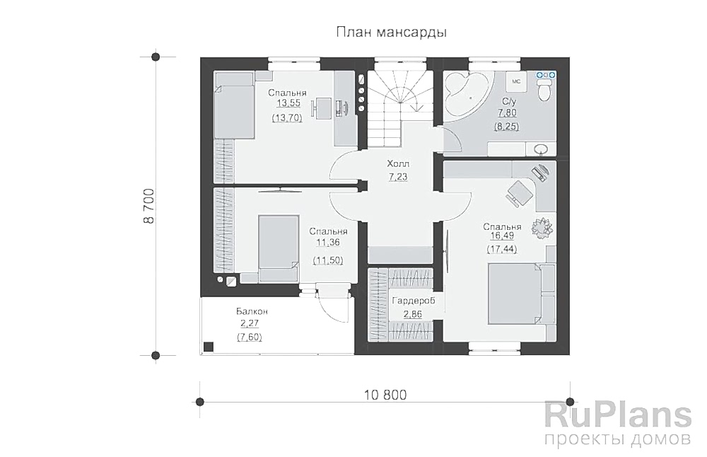 Планировка мансарды