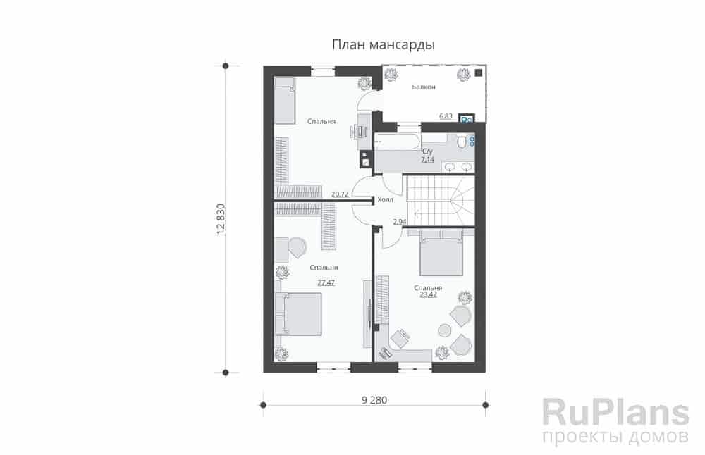 Планировка мансарды