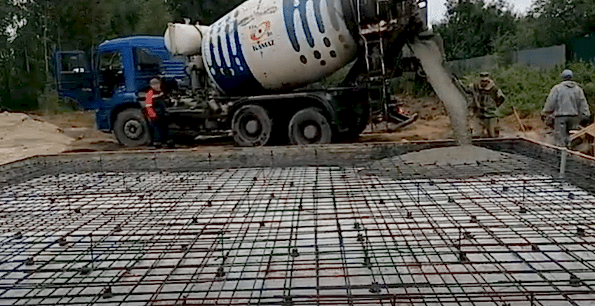 Заливка фундаментной плиты в Астане